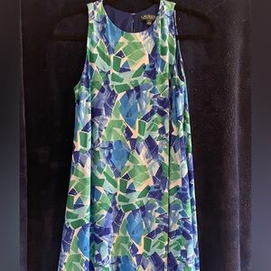 Lauren Ralph Lauren Vibrant Blue and Green knee-length Dress.
